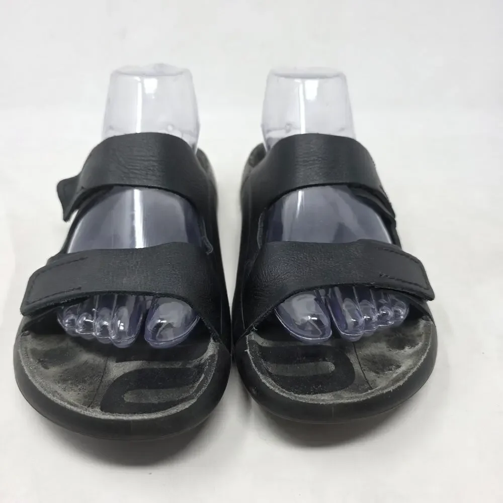 Ecco Phorene Cozmo Black Leather Comfort Slide Sandals Women's US 9